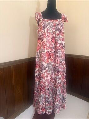 Knox Rose Floral Boho Maxi Dress Large Pink Purple Rayon